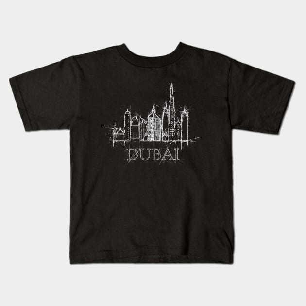 Dubai skyline Kids T-Shirt by DimDom